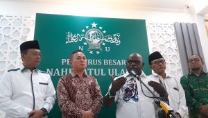 Menteri HAM Natalius Pigai, bersama dengan jajaran PBNU, di Kantor pusat PBNU, Jakarta Pusat, Selasa, 14/1/2025 | Novia Suhari/Forum Keadilan