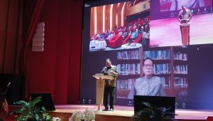 Ketua Umum ACEXI Listyo Kuntoaji Lukito saat memberikan sambutan di HUT Pertama ACEXI di Auditorium Perpustakaan Nasional Indonesia di Jakarta, Kamis, 23/1/2025. I Syahrul Baihaqi/Forum Keadilan
