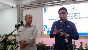 Kepala BGN Prof Dadan Hindayana (Kiri), dan Kepala BPOM dr. Taruna Ikrar (kanan), di kantor BPOM, Jakarta Pusat, Kamis, 23/1/2025 | Novia Suhari/Forum Keadilan