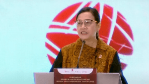 Menteri Keuangan (Menkeu) RI Sri Mulyani Indrawati memberikan sambutan dalam Peresmian Pembukaan Perdagangan BEI tahun 2025, pada Kamis, 2/1/2025 | Youtube Live IDX Channel