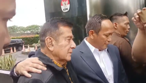 Ketua Pemuda Pancasila, Japto Soerjosoemarno saat Penuhi Panggilan KPK, Rabu, 26/2/2025 | Syahrul Baihaqi/Forum Keadilan
