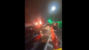 Kecelakaan beruntun di Gerbang Tol (GT) Ciawi 2, KM 41+400 Ruas Tol Jagorawi arah Jakarta, Selasa, 4/2/2025 pukul 23.30 WIB | Ist