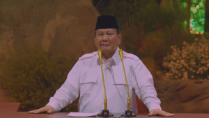 Presiden Prabowo Subianto saat memberikan Pidato di HUT ke-17 Partai Gerindra yang digelar di Sentul International Convention Center (SICC), Bogor, Jawa Barat, Sabtu, 15/2/2025 | YouTube GerindraTV