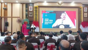 Jaksa Agung RI, Sanitiar Burhanuddin saat menyampaikan sambutan di Kejaksaan Tinggi DKI Jakarta, Rabu, 5/2/2025 | Syahrul Baihaqi/Forum Keadilan