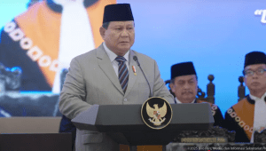 Presiden Prabowo Subianto pidato dalam acara sidang istimewa laporan tahunan Mahkamah Agung (MA) tahun 2024, di Gedung MA, Jakarta, Rabu, 19/2/2025. | Youtube Sekretariat Presiden