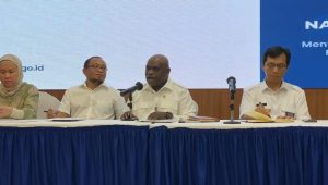 Menteri Hak Asasi Manusia (HAM), Natalius Pigai, dalam konferensi pers, di Kementerian HAM, Jakarta, Selasa, 11/3/2025 | Novia Suhari/Forum Keadilan