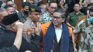 Sekjen PDIP Hasto Kristiyanto saat hadiri sidang pertama di PN Tipikor Jakarta Pusat, Jumat, 14/3/2025 | Syahrul Baihaqi/Forum Keadilan