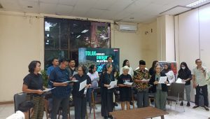 Koalisi Masyarakat Sipil dalam konferensi pers Tolak Revisi UU TNI, Senin, 17/3/2025 | Syahrul Baihaqi/Forum Keadilan