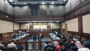 Sidang Lanjutan Hasto Kristiyanto dengan menghadirkan dua saksi yaitu Kusnadi dan Nur Hasan dalam kasus perintangan penyidikan dan suap PAW Harun Masiku di Gedung Pengadilan Tipikor, Jakarta Pusat, Kamis, 8/5/2025 | Syahrul Baihaqi/Forum Keadilan