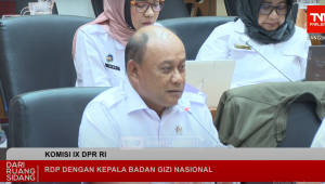 Kepala Badan Gizi Nasional (BGN) Dadan Hindayana dalam rapat dengar pendapat (RDP) bersama Komisi IX DPR RI di Gedung DPR RI, Senayan, Jakarta Pusat, Selasa, 6/5/2025 | YouTube TVR Parlemen