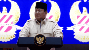 Presiden RI Prabowo Subianto dalam acara Halalbihalal dengan Purnawirawan TNI/Polri di Jakarta, Selasa, 6/5/2025. | YouTube Sekretariat Presiden