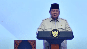 Presiden Prabowo Subianto saat berpidato dalam acara Kongres IV Pengurus Pusat Tunas Indonesia Raya (PP Tidar) di Jakarta, pada Sabtu, 17/5/2025. | YouTube Gerindra