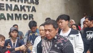 Perwakilan dari TAUD, Astatantica Belly Stanio, saat memberikan keterangan kepada media di Polda Metro Jaya, Selasa, 3/6/2025 | Ari Kurniansyah/Forum Keadilan