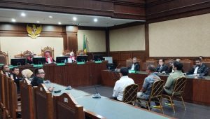 Sidang pembacaan putusan kasus dugaan korupsi pengadaan alat pelindung diri (APD) Covid-19 di Kementerian Kesehatan (Kemenkes) RI di Pengadilan Tipikor Jakarta Pusat, Kamis, 5/6/2025 | Syahrul Baihaqi/Forum Keadilan