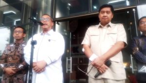 Menteri Perumahan dan Kawasan Permukiman, Maruarar Sirait saat memberikan keterangan pers usai menandatangani nota kesepahaman (MoU) dengan Komisi Pemberantasan Korupsi (KPK), di Gedung Merah Putih KPK, Jakarta Selatan, Rabu, 18/6/2025 | Muhammad Reza/ Forum Keadilan