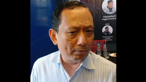 Anggota Komisi 3 DPR Hasbiallah Ilyas di diskusi publik Iwakum di Jakarta, Sabtu, 7/6/2025 | Syahrul Baihaqi/Forum Keadilan