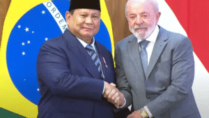 Pertemuan Presiden RI Prabowo Subianto Presiden Brasil Luiz Inácio Lula da Silva r pertemuan bilateral di Istana Kepresidenan Brasil Palácio do Planalto, Brazilia, Brasil, Rabu, 9/7/2025. | YouTube Sekretariat Presiden
