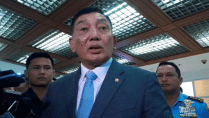 Menteri Pertahanan (Menhan) Sjafrie Sjamsoedin di Kompleks Parlemen, Senayan, Jakarta, Rabu, 9/7/2025 | Novia Suhari/Forum Keadilan