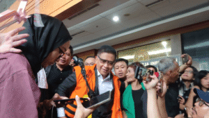 Sekretaris Jenderal (Sekjen) PDI Perjuangan Hasto Kristiyanto di Pengadilan Tipikor, Jakarta Pusat, Jumat, 25/7/2025 | Syahrul Baihaqi/Forum Keadilan