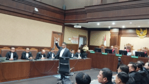 Sekretaris Jenderal (Sekjen) PDI Perjuangan Hasto Kristiyanto di Pengadilan Tipikor, Jakarta Pusat, Jumat, 25/7/2025 | Syahrul Baihaqi/Forum Keadilan