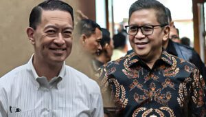 Mantan Menteri Perdagangan Thomas Trikasih Lembong atau Tom Lembong (kiri) dan Sekretaris Jenderal PDI Perjuangan Hasto Kristiyanto (kanan) | Rahmad Fadjar Ghiffari/Forum Keadilan