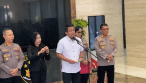 Kasubdit I Dittipidsiber Bareskrim Polri, Kombes Rizki Agung Prakoso, saat memberikan keterangan kepda media di Bareskrim Polri, Jakarta Selatan, Rabu, 20/8/2025 | Ari Kurniansyah/Forum Keadilan
