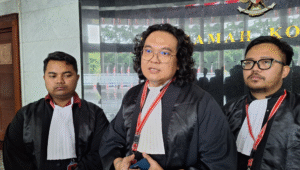 Kuasa Hukum Pemohon perkara Nomor 37/PUU-XXIII/2025, David Surya usai sidang uji materil UU Hak Cipta di Gedung MK, Kamis, 7/8/2025. | Syahrul Baihaqi/ Forum Keadilan
