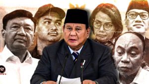 Ilustrasi Presiden RI Prabowo Subianto dan Sri Mulyani Indrawati, Budi Gunawan, Abdul Kadir Karding, Budi Arie Setiadi, Dito Ariotedjo. | Rahmad Fadjar Ghiffari/ Forum Keadilan