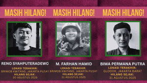 Tiga orang pendemo yang kini masih hilang | Dok. KontraS