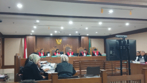 Sidang Eks Dirjen Anggaran Isa Rachmatarwata di kasus dugaan korupsi PT Asuransi Jiwasraya digelar secara daring, di Pengadilan Tipikor, Jakarta Pusat, Selasa, 2/9/2025 | Syahrul Baihaqi/Forum Keadilan