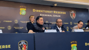 Direktur Reserse Narkoba (Dirresnarkoba) Polda Metro Jaya Kombes Ahmad David saat memberikan keterangan di Polda Metro Jaya, Rabu, 3/9/2025 | Ari Kurniansyah/Forum Keadilan