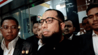 Khalid Basalamah di Gedung Merah Putih KPK, Jakarta, Selasa, 9/9/2025 | Muhammad Reza/Forum Keadilan