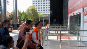 Mantan Wakil Menteri Ketenagakerjaan (Wamenaker) Immanuel Ebenezer atau Noel di Gedung Merah Putih KPK, Jakarta, Selasa, 2/9/2025 | Novia Suhari/Forum Keadilan