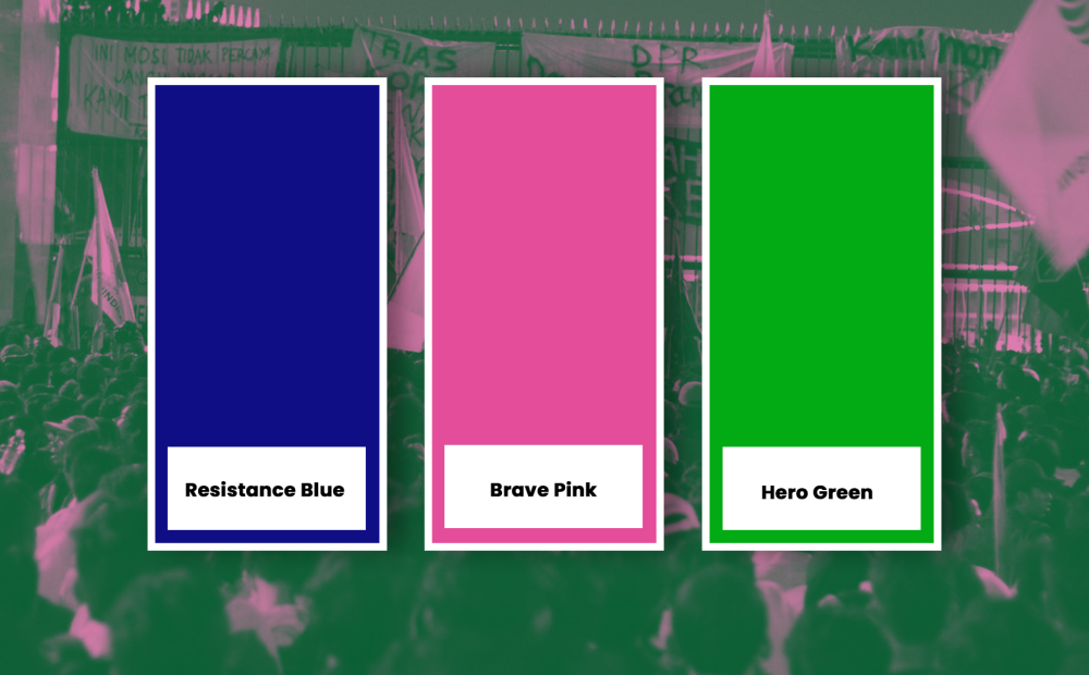 Warna yang Bicara: Kisah Pink Pemberani, Hijau Pahlawan, dan Biru Perlawanan di Aksi Demo
