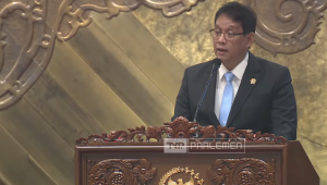 Menteri Keuangan (Menkeu) RI Purbaya Yudhi Sadewa dalam rapat paripurna ke-5 masa persidangan I tahun sidang 2025-2026, Selasa, 23/9/2025. | YouTube TVR Parlemen