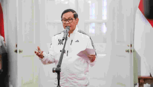 Gubernur DKI Jakarta, Pramono Anung, saat memberikan sambutan dalam kunjungan kelas Lembaga Ketahanan Nasional (Lemhannas) RI di Balai Agung, Balai Kota Jakarta, Rabu, 24/9/2025. | Dok Pemprov DKI Jakarta