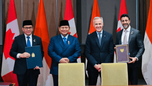 Presiden Prabowo Subianto dalam kunjungan dan menyaksikan penandatanganan Indonesia-Canada Comprehensive Economic Partnership Agreement (ICA CEPA) oleh Menteri Perdagangan Republik Indonesia dan Menteri Perdagangan Internasional Kanada. yang berlangsung di West Block, Parliament Hill, Ottawa, pada Rabu, 24/9/2025. | BPMI Setpres/Laily Rachev