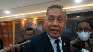 Wakil Ketua Umum DPP Partai NasDem Saan Mustofa di Kompleks Parlemen, Senayan, Jakarta, Selasa, 23/9/2025 | Novia Suhari/Forum Keadilan