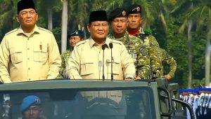 Presiden Prabowo Subianto tiba di Monas untuk menjadi inspektur upacara HUT ke-80 TNI di Monas. | Dok. Puspen TNI