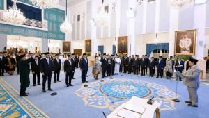 Presiden Republik Indonesia, Prabowo Subianto, secara resmi melantik sepuluh Duta Besar Luar Biasa dan Berkuasa Penuh (LBBP) dan satu Wakil Duta Besar Republik Indonesia untuk negara sahabat, dalam upacara yang digelar di Istana Negara, Jakarta, pada Rabu, 8/10/2025. | Dok BPMI Setpres/Muchlis Jr