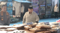 Presiden Prabowo Subianto menghadiri pemusnahan 214.84 ton barang bukti narkoba senilai Rp29,37 triliun di lapangan Bhayangkara, Mabes Polri, Jakarta Selatan, Rabu 29/10/2025 | Ari Kurniansyah/Forum Keadilan
