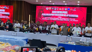 Konferensi pers pengungkapan kasus peredaran gelap narkoba periode Januari hingga Oktober 2025 di Gedung Awaloedin Djamin, Bareskrim, Mabes Polri, Rabu 22/10/2025 | Ari Kurniansyah/Forum Keadilan