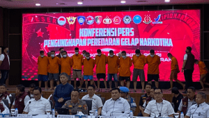 Konferensi pers pengungkapan kasus peredaran gelap narkoba periode Januari hingga Oktober 2025 di Gedung Awaloedin Djamin, Bareskrim, Mabes Polri, Rabu 22/10/2025 | Ari Kurniansyah/Forum Keadilan