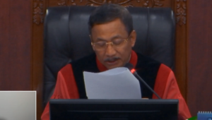 Ketua Mahkamah Konstitusi (MK) Suhartoyo saat membacakan amar putusan, Kamis, 16/10/2025 -| YouTube Mahkamah Konstitusi