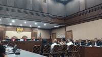 Marcella Santoso, Ariyanto Bakri, Junaedi Saibih, Muhammad Syafe'i menjalani sidang dakwaan kasus suap vonis lepas minyak goreng di Pengadilan Tipikor Jakarta, Rabu, 22/10/2025 | Syahrul Baihaqi/Forum Keadilan