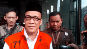 Eks Wakil Menteri Ketenagakerjaan (Wamenaker) Immanuel Ebenezer atau Noel di Gedung KPK, Jakarta, Jumat, 17/10/2025 | Muhammad Reza/Forum Keadilan