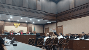 Marcella Santoso, Ariyanto Bakri, Junaedi Saibih, Muhammad Syafe'i menjalani sidang dakwaan kasus suap vonis lepas minyak goreng di Pengadilan Tipikor Jakarta, Rabu, 22/10/2025 | Syahrul Baihaqi/Forum Keadilan