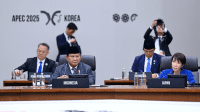 Presiden Republik Indonesia Prabowo Subianto, dalam sambutan Presiden pada sesi pertama APEC Economic Leaders’ Meeting (AELM) yang digelar di Hwabaek International Convention Centre (HICO), Gyeongju, Republik Korea, pada Jumat, 31/10/2025.|Dok BPMI Setpres/Muchlis Jr