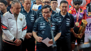 Gubernur DKI Jakarta, Pramono Anung, usai membuka Kejuaraan Sepatu Roda Jakarta Open Internasional 2025, Jumat, 14/11/2025. | Dok Pemprov DKI Jakarta
