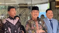 Konpers Ketua Komisi Percepatan Reformasi Polri Jimly Asshidiqie usai audiensi, di STIK-PTIK, Jakarta Selatan, pada Rabu, 19/11/2025. | Syahrul Baihaqi/ Forum Keadilan